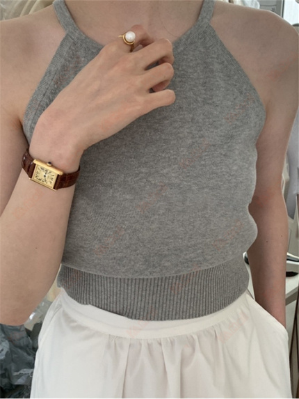 crop hanging neck type tank top